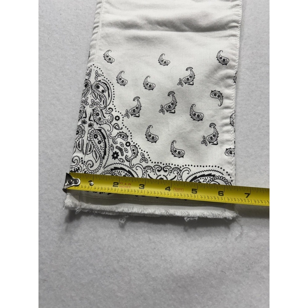 Chico's Womens 6 White Paisley Stretch Girlfriend Slim Ankle Jeans Raw Hem NEW - Picture 6 of 16
